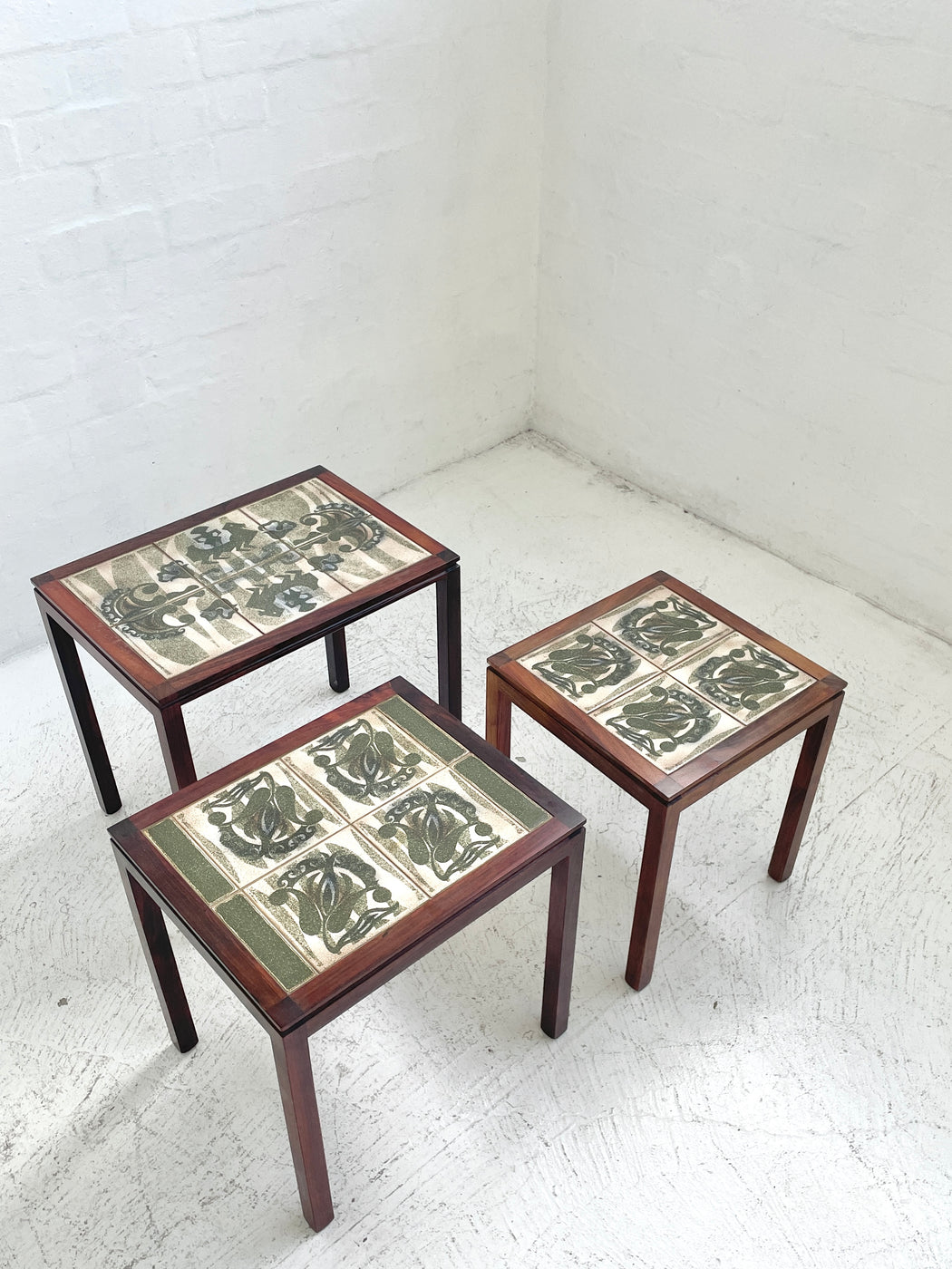 Danish Tile-topped Nest of Rosewood Tables