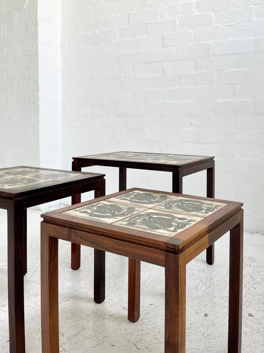 Danish Tile-topped Nest of Rosewood Tables