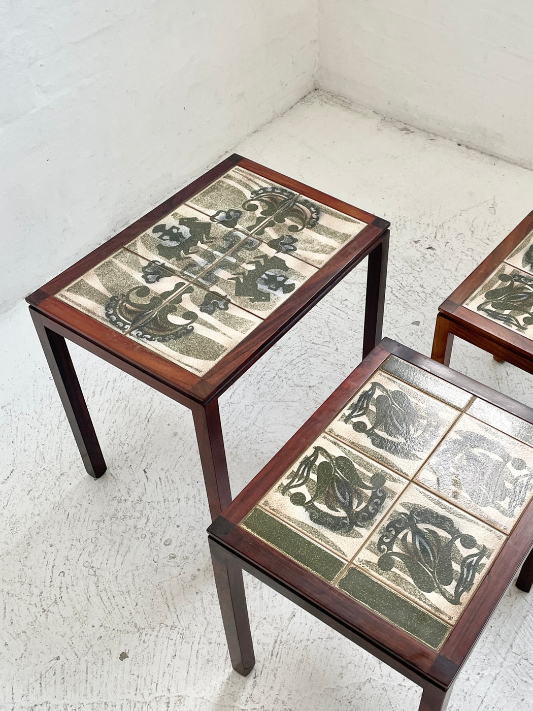 Danish Tile-topped Nest of Rosewood Tables