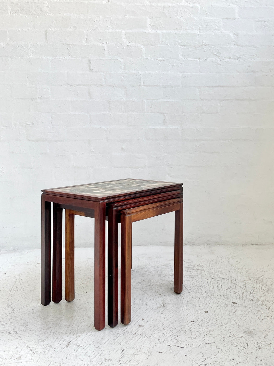 Danish Tile-topped Nest of Rosewood Tables