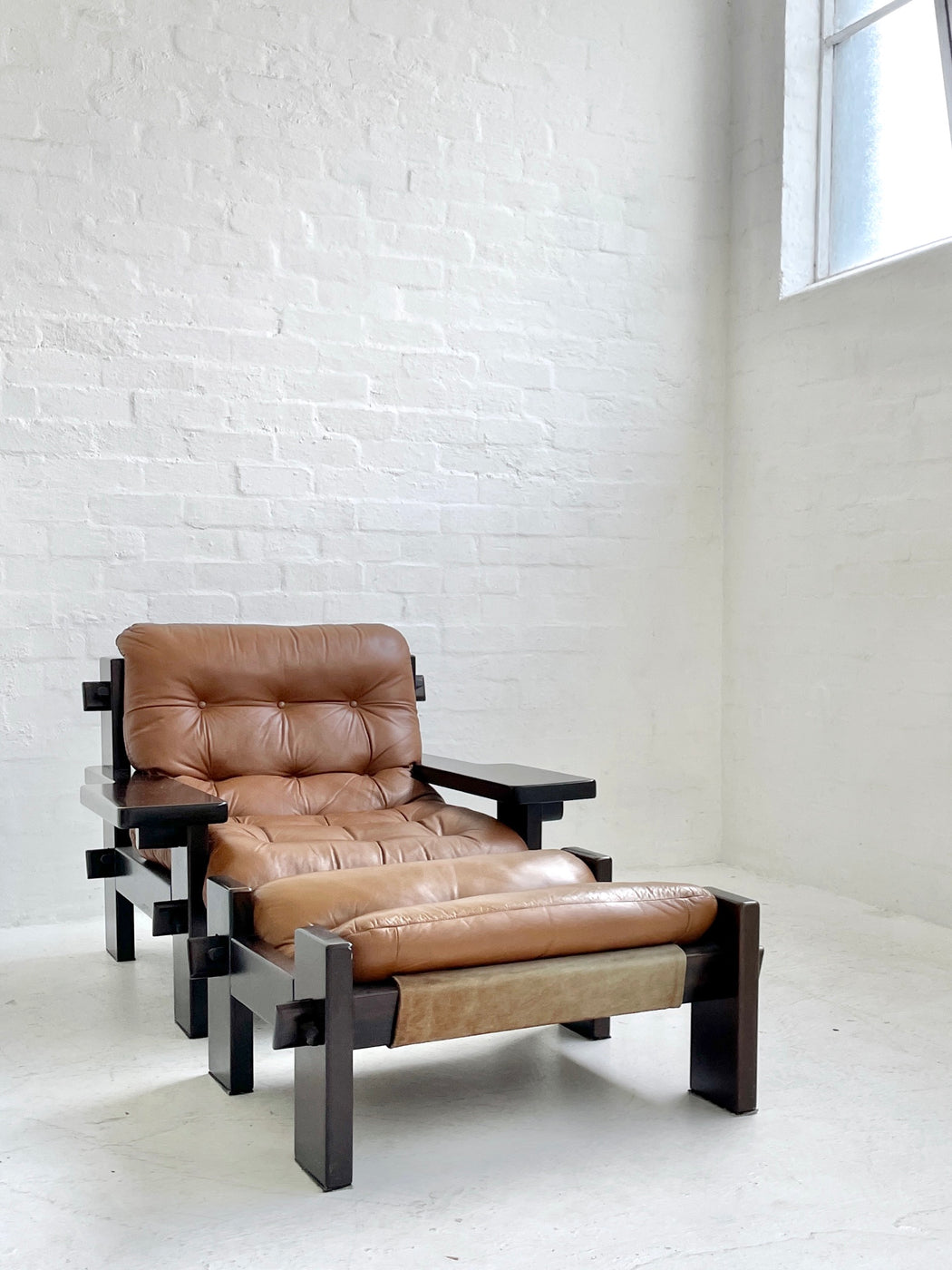 Jean Gillon Leather Lounge Chair & Footstool