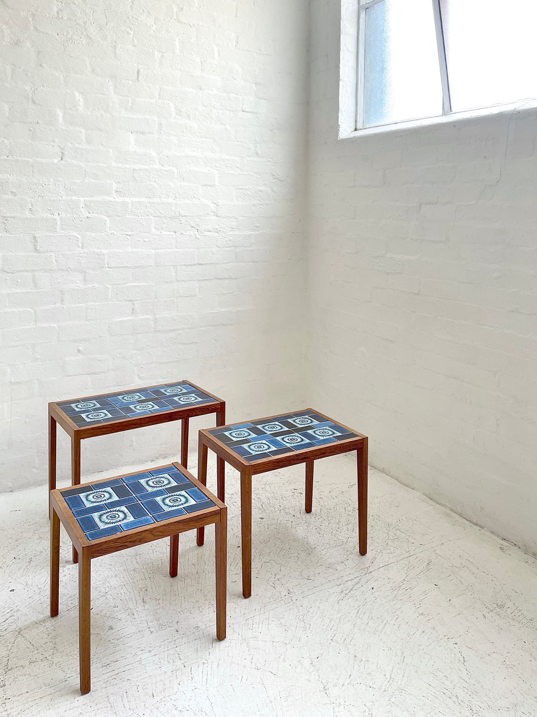 Danish Tile-topped Nest of Rosewood Tables