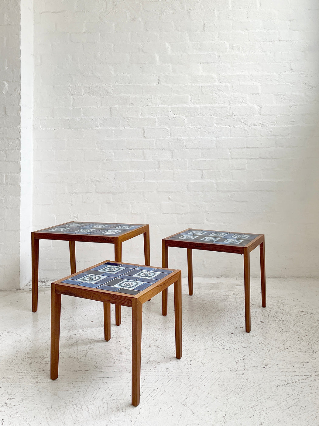 Danish Tile-topped Nest of Rosewood Tables