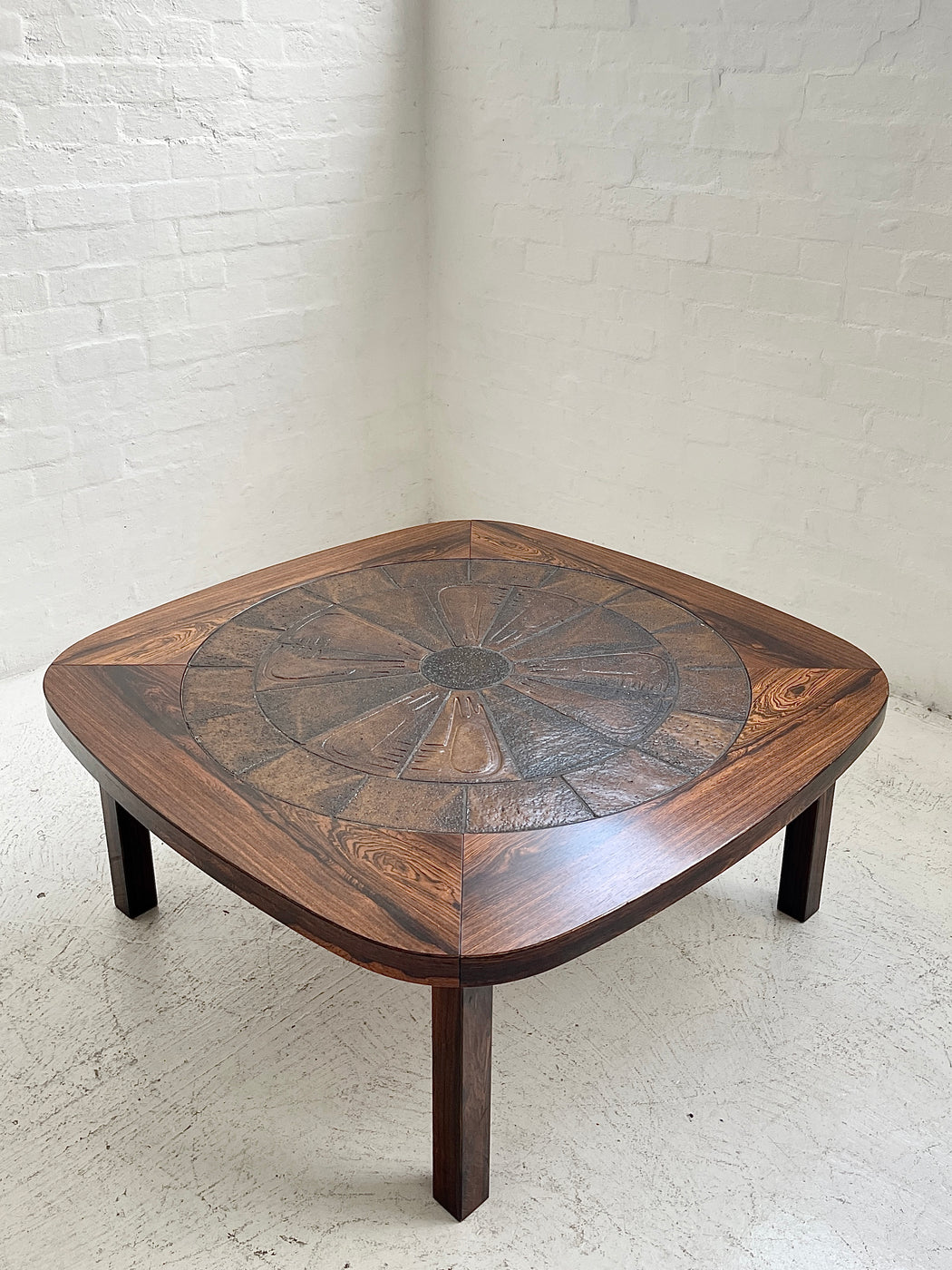 Danish Rosewood and Ceramic Coffee Table
