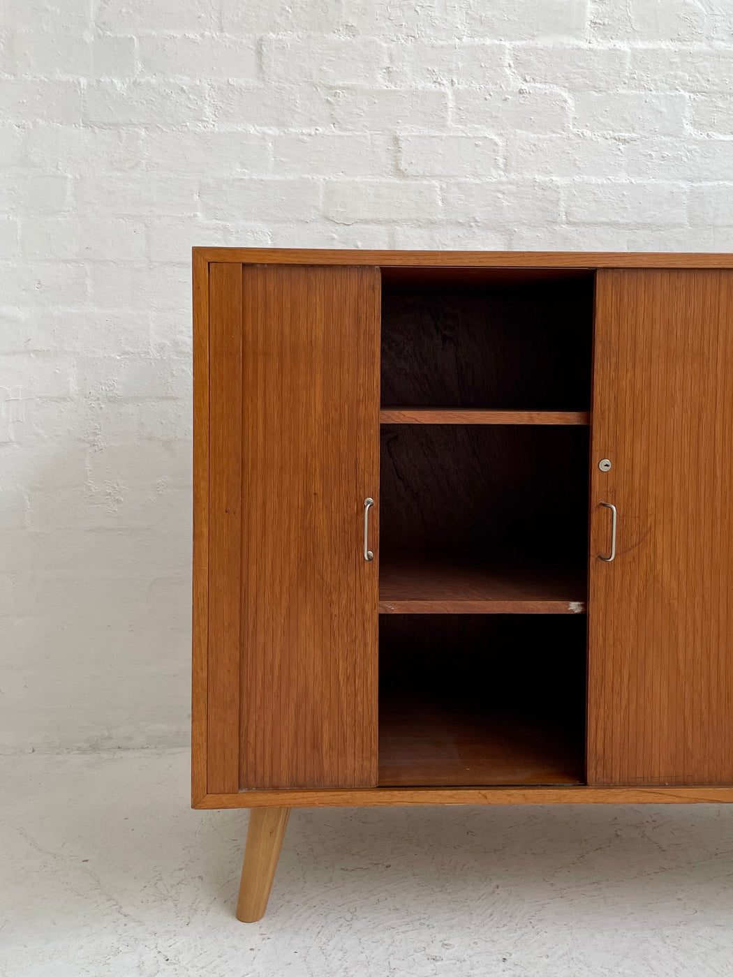 Danish Teak Tambour-fronted Cabinet