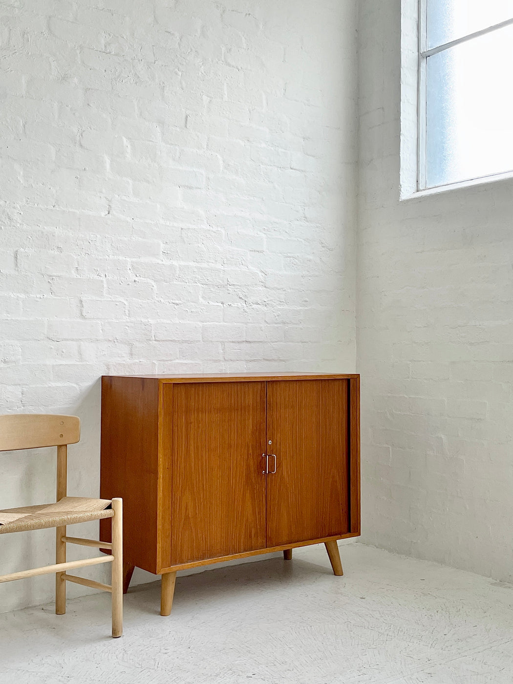 Danish Teak Tambour-fronted Cabinet