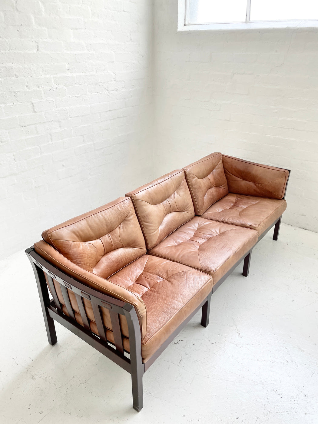 Danish Leather Three Seater Sofa