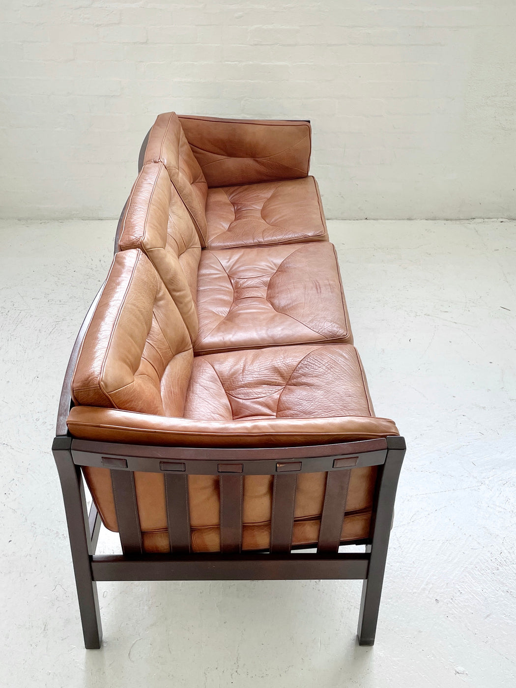 Danish Leather Three Seater Sofa