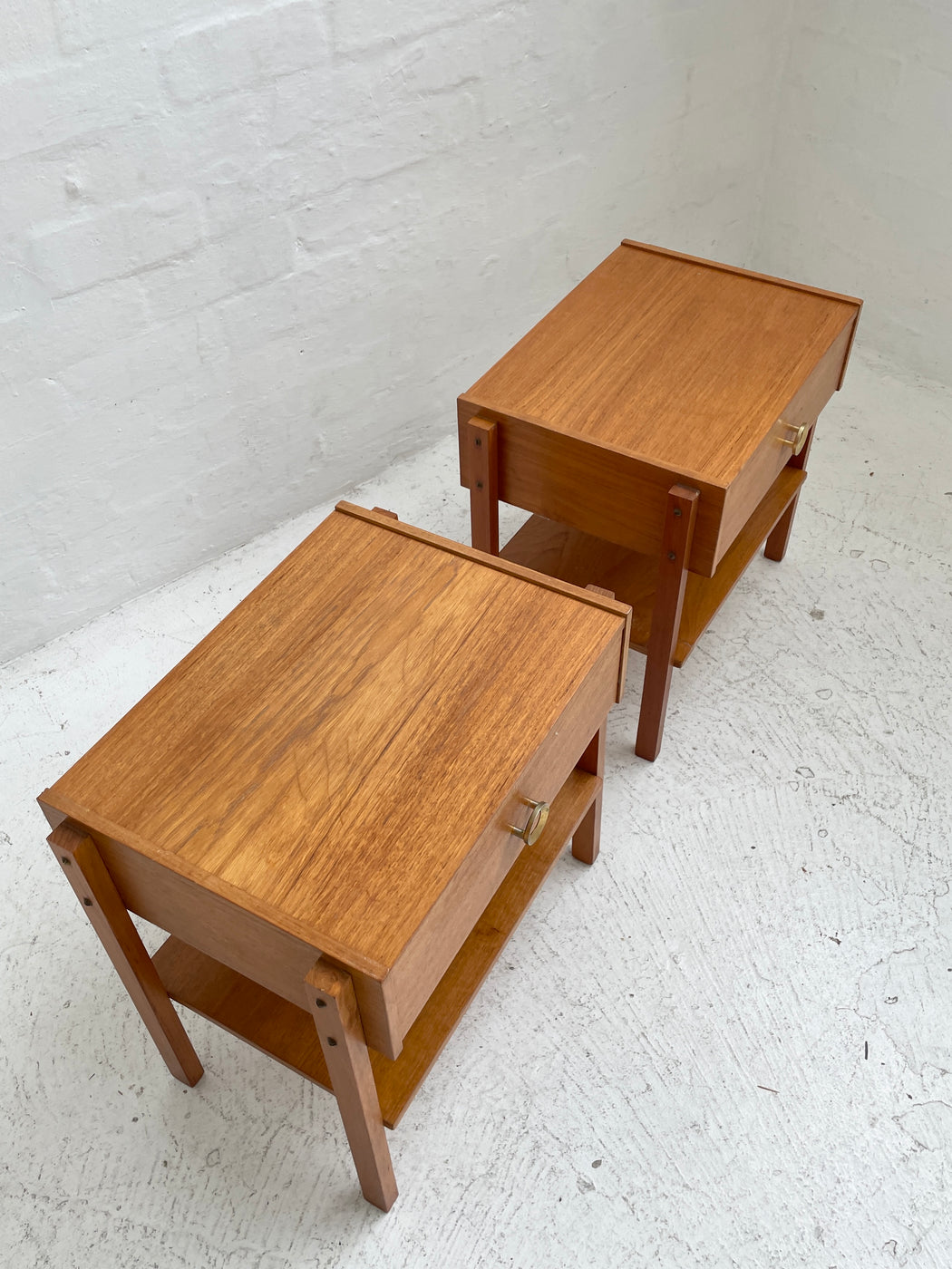 Pair Danish Teak Bedside Tables