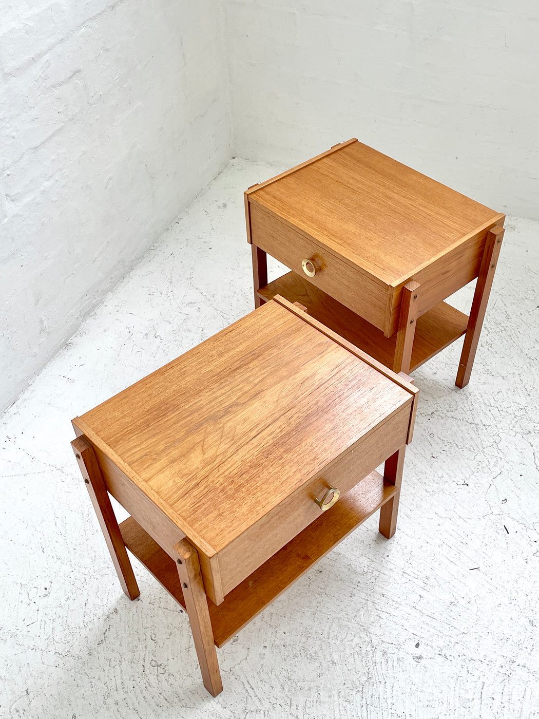 Pair Danish Teak Bedside Tables