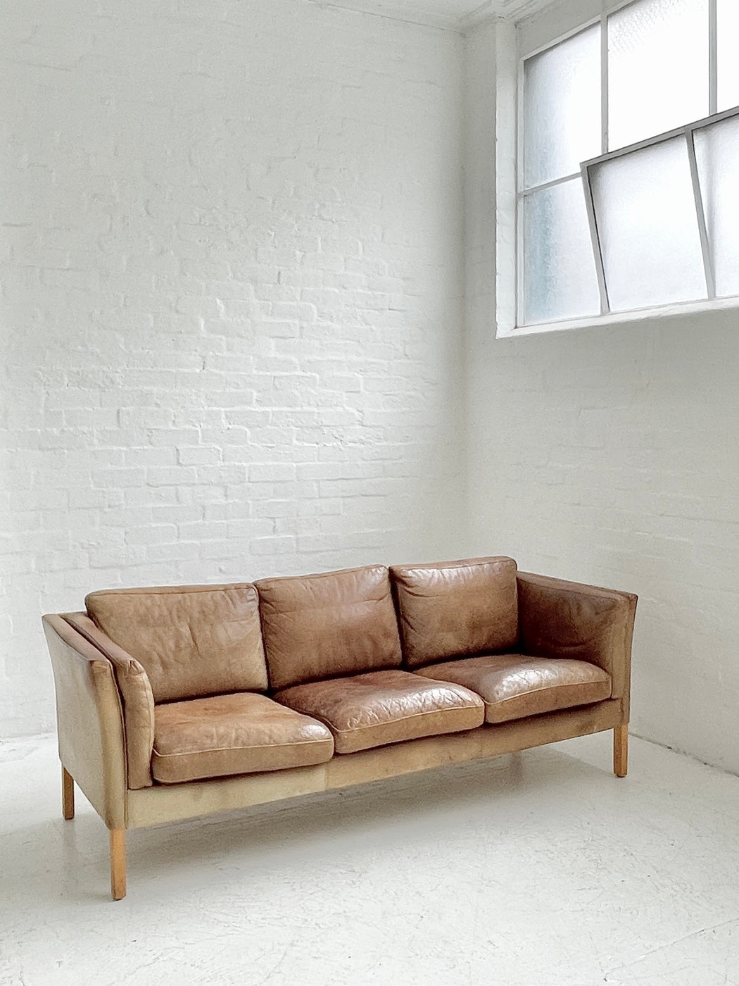 Danish Cognac Leather Sofa