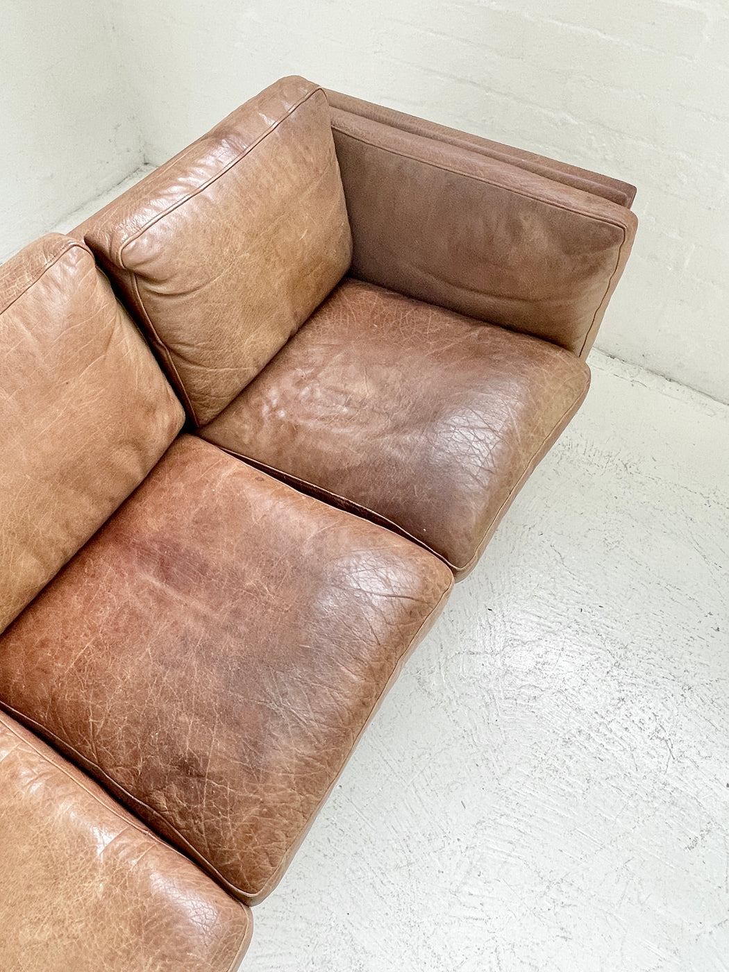 Danish Cognac Leather Sofa