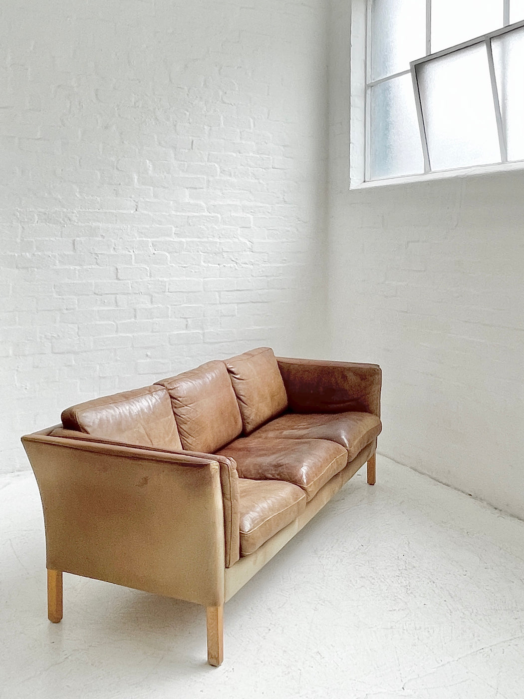Danish Cognac Leather Sofa