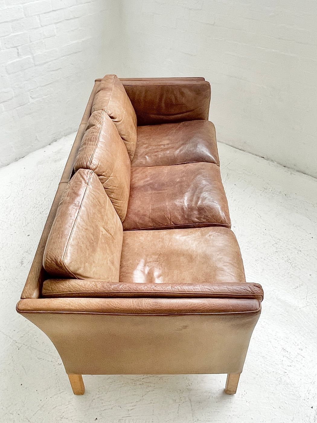 Danish Cognac Leather Sofa