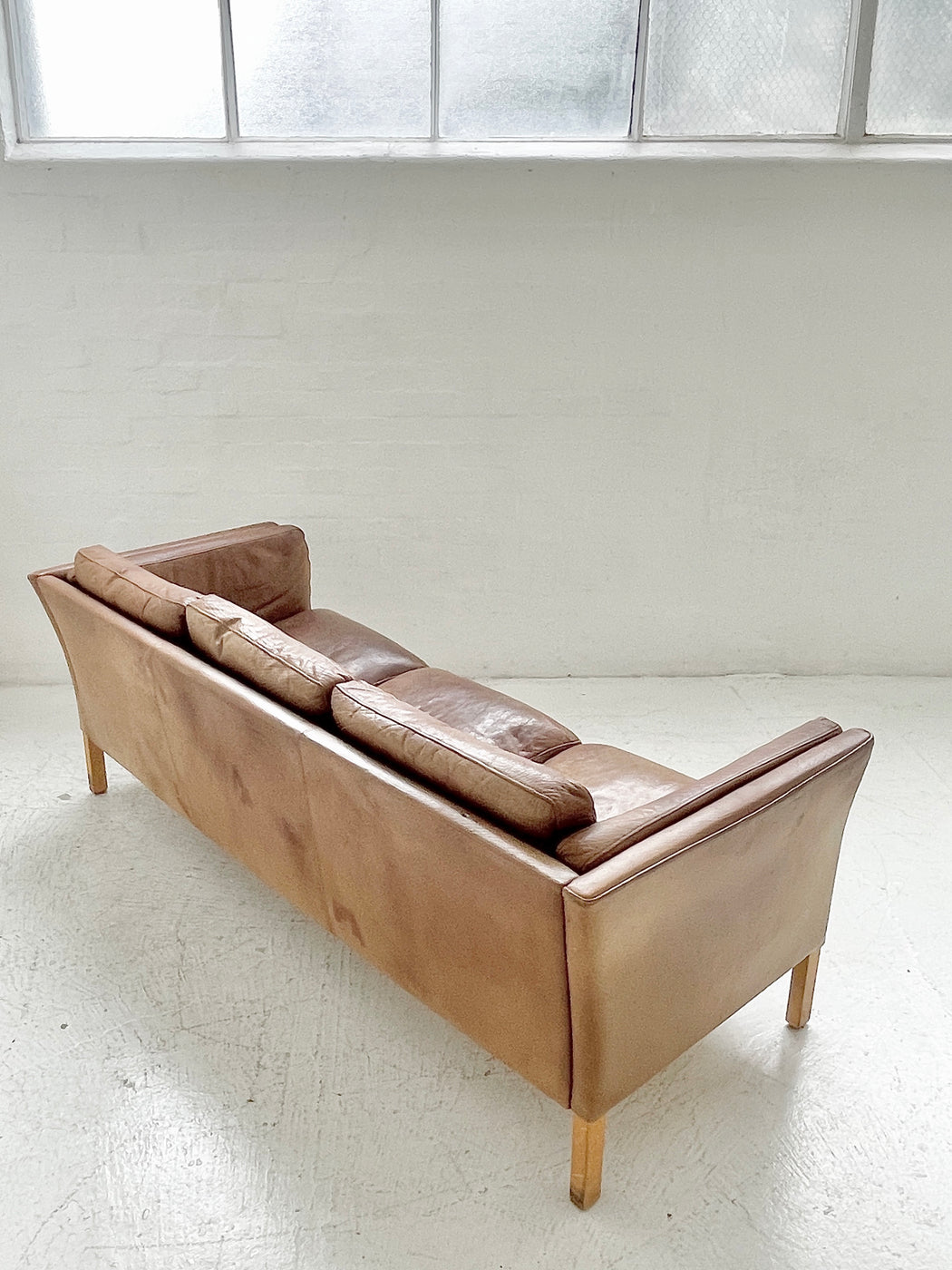 Danish Cognac Leather Sofa
