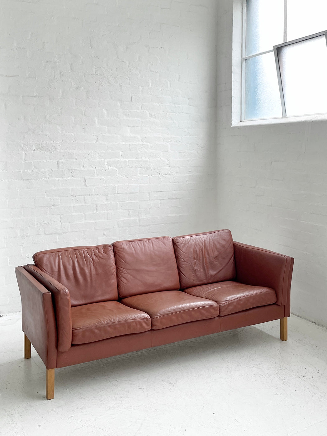 Danish Tan Leather Sofa