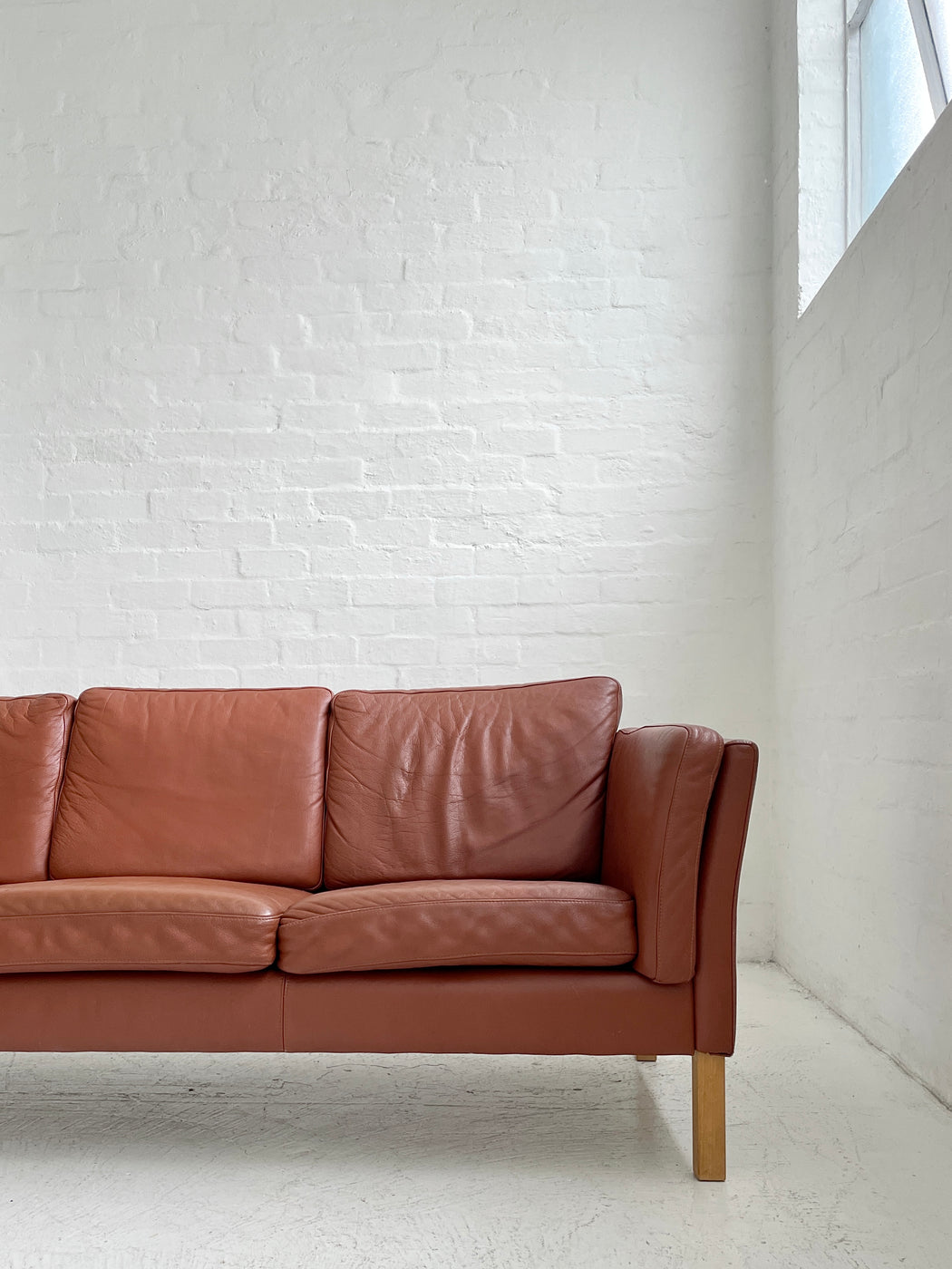 Danish Tan Leather Sofa