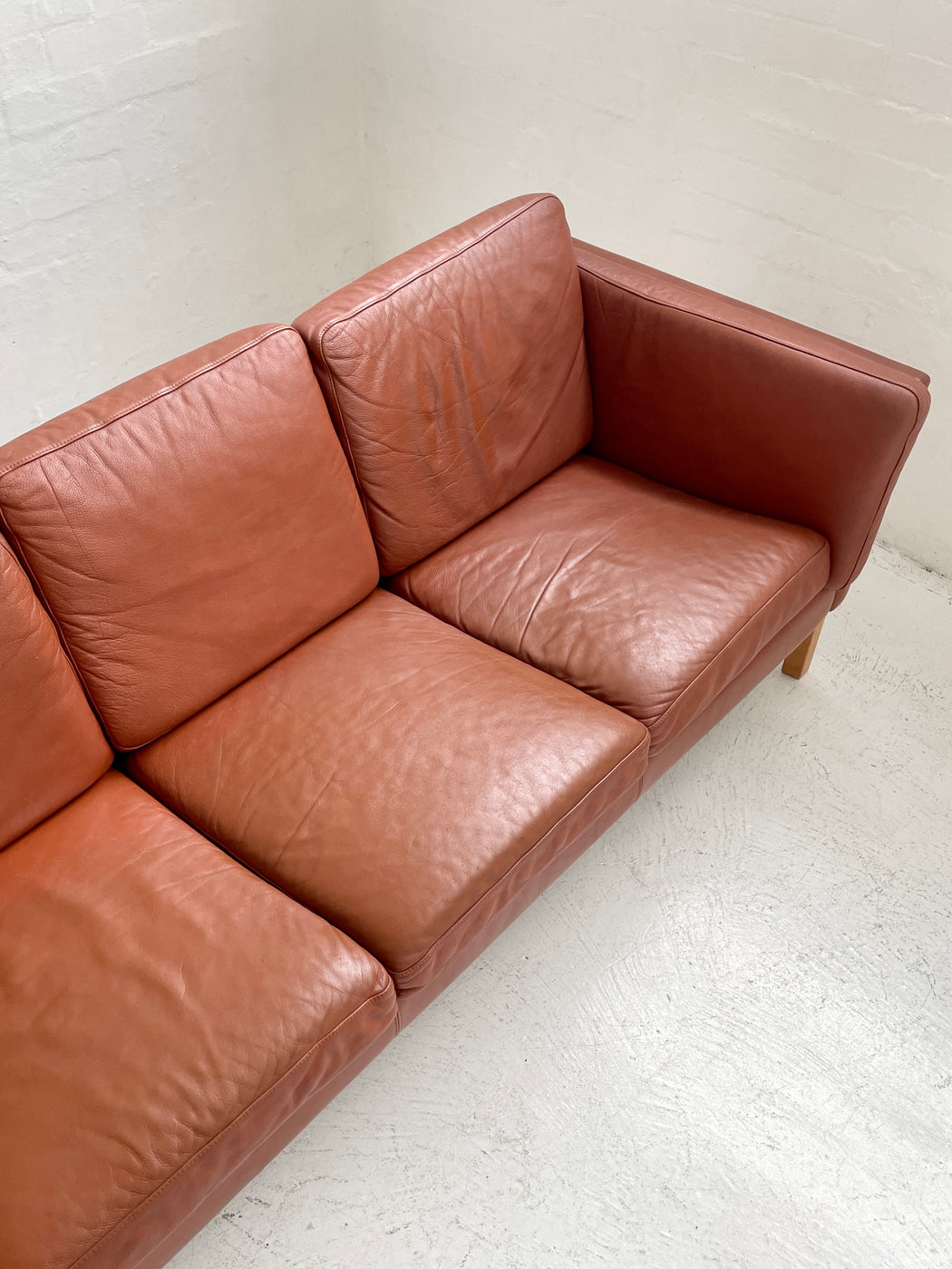 Danish Tan Leather Sofa
