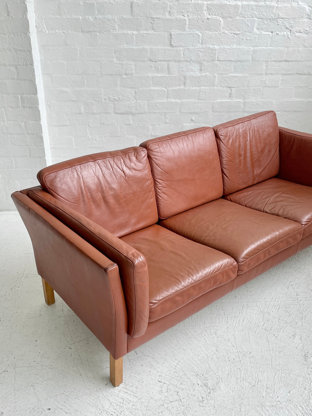 Danish Tan Leather Sofa
