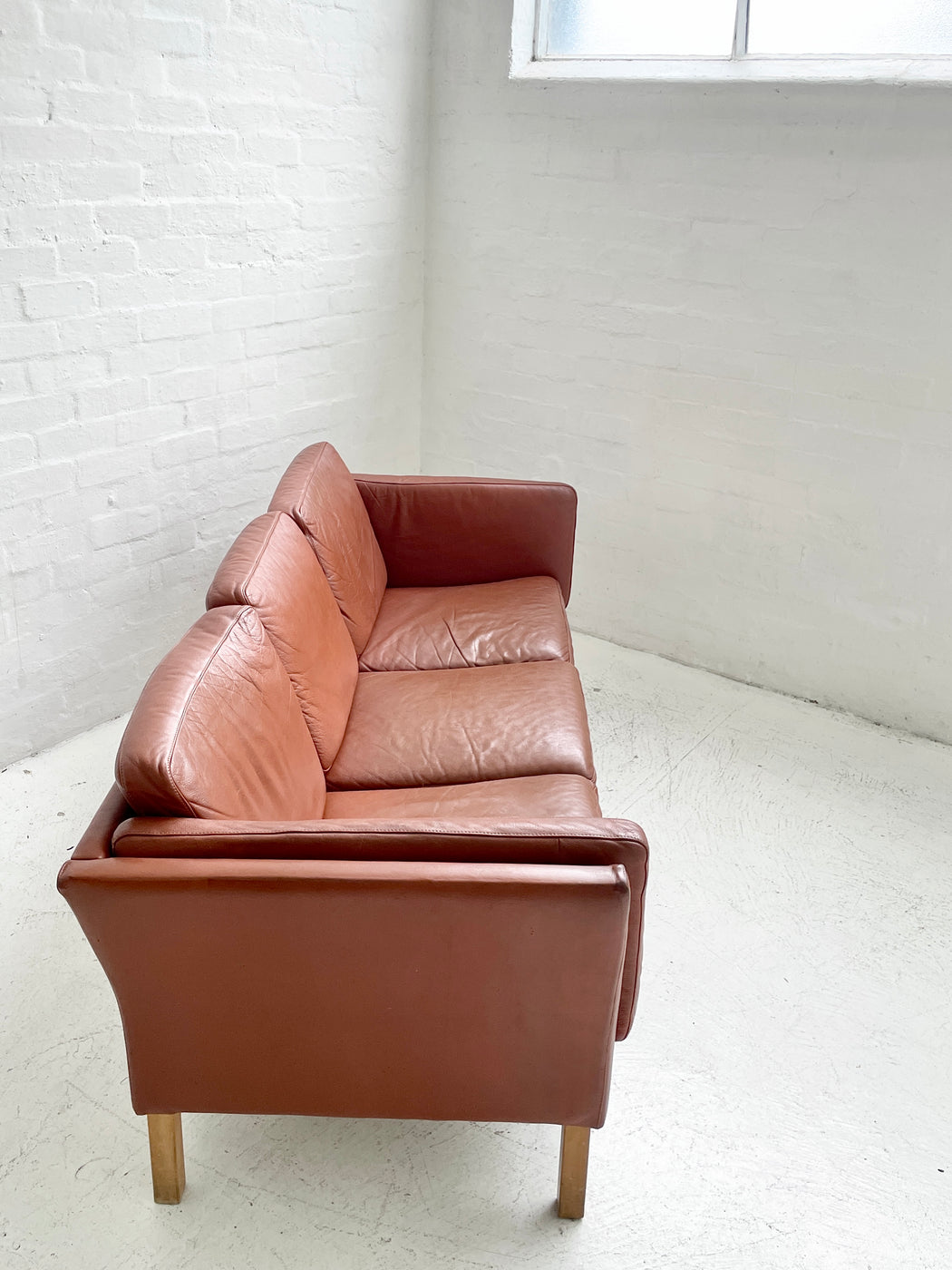 Danish Tan Leather Sofa