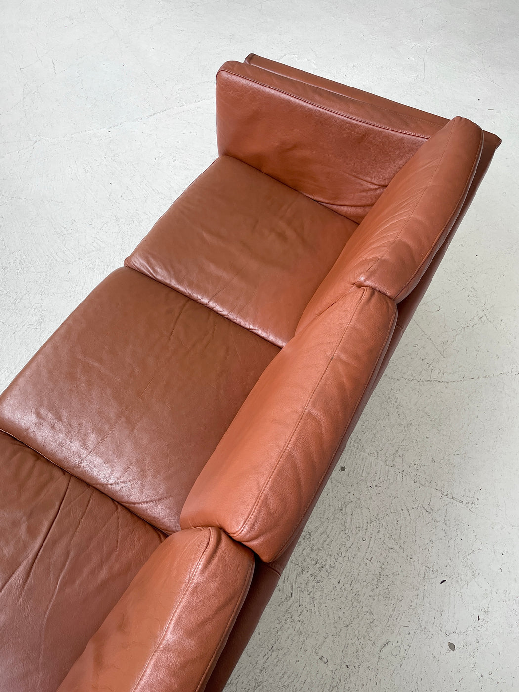 Danish Tan Leather Sofa