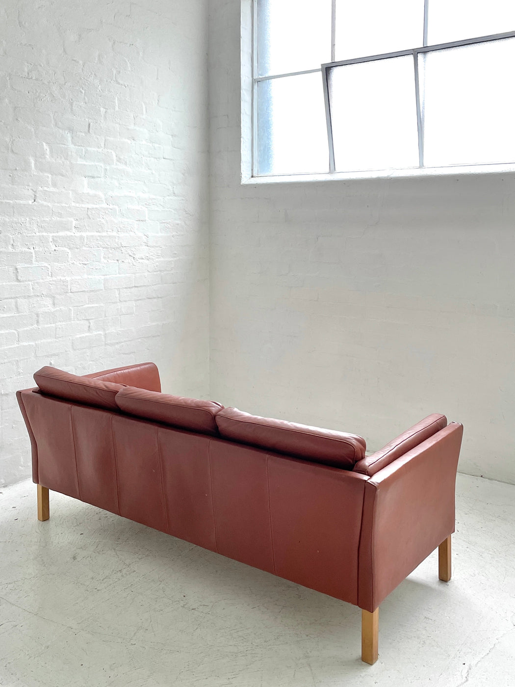 Danish Tan Leather Sofa