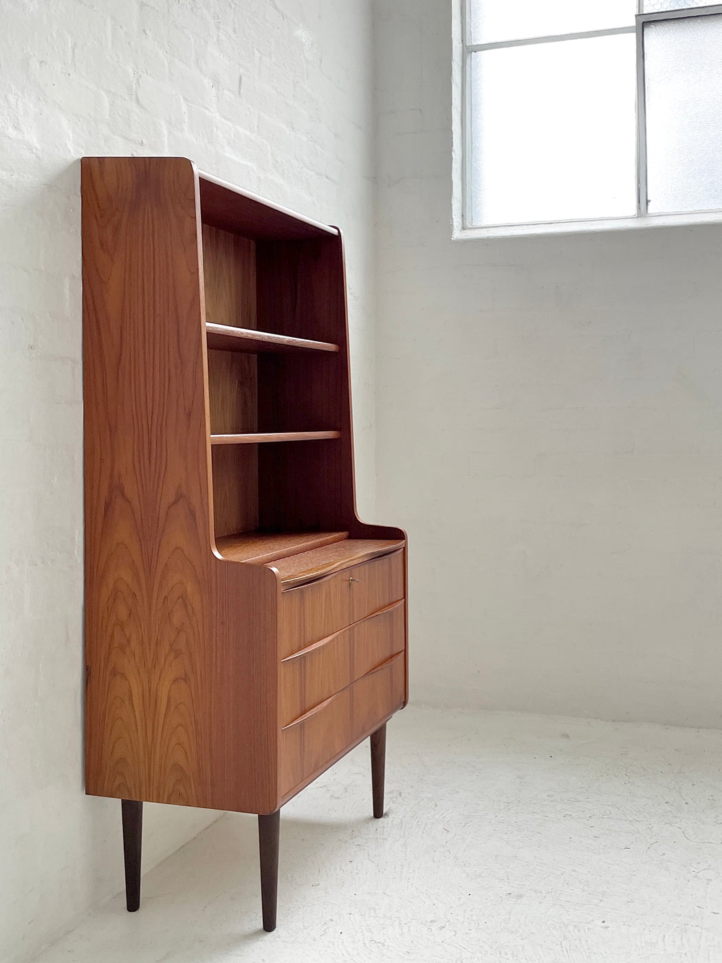 Danish Teak Bureau Bookcase