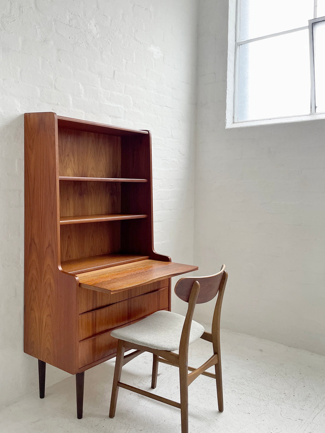 Danish Teak Bureau Bookcase