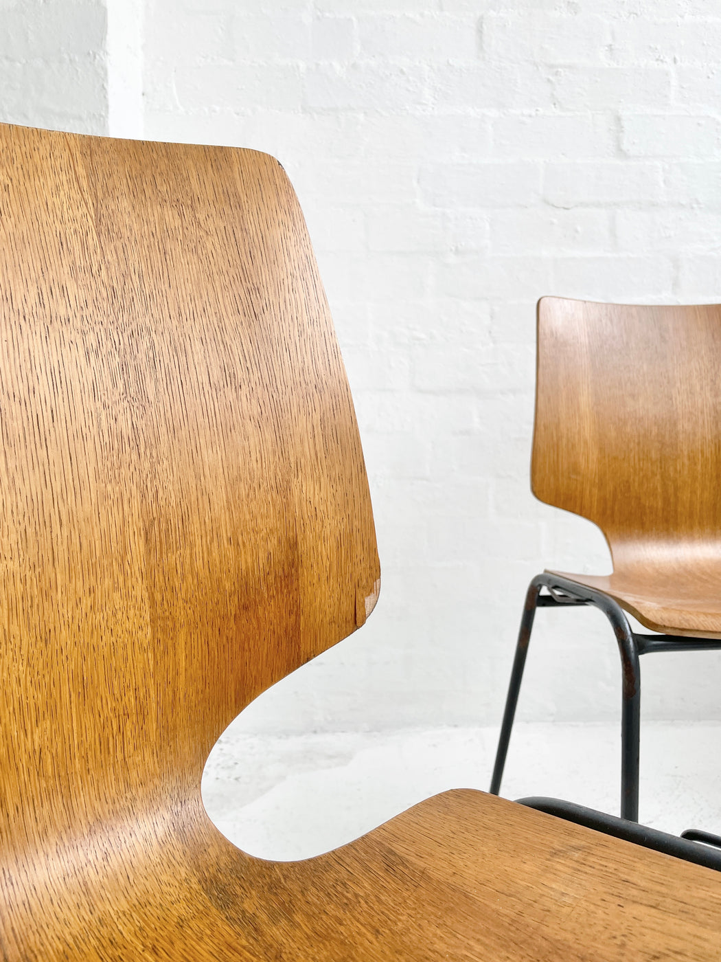 Set of 4 Danish Oak Stacking Chairs