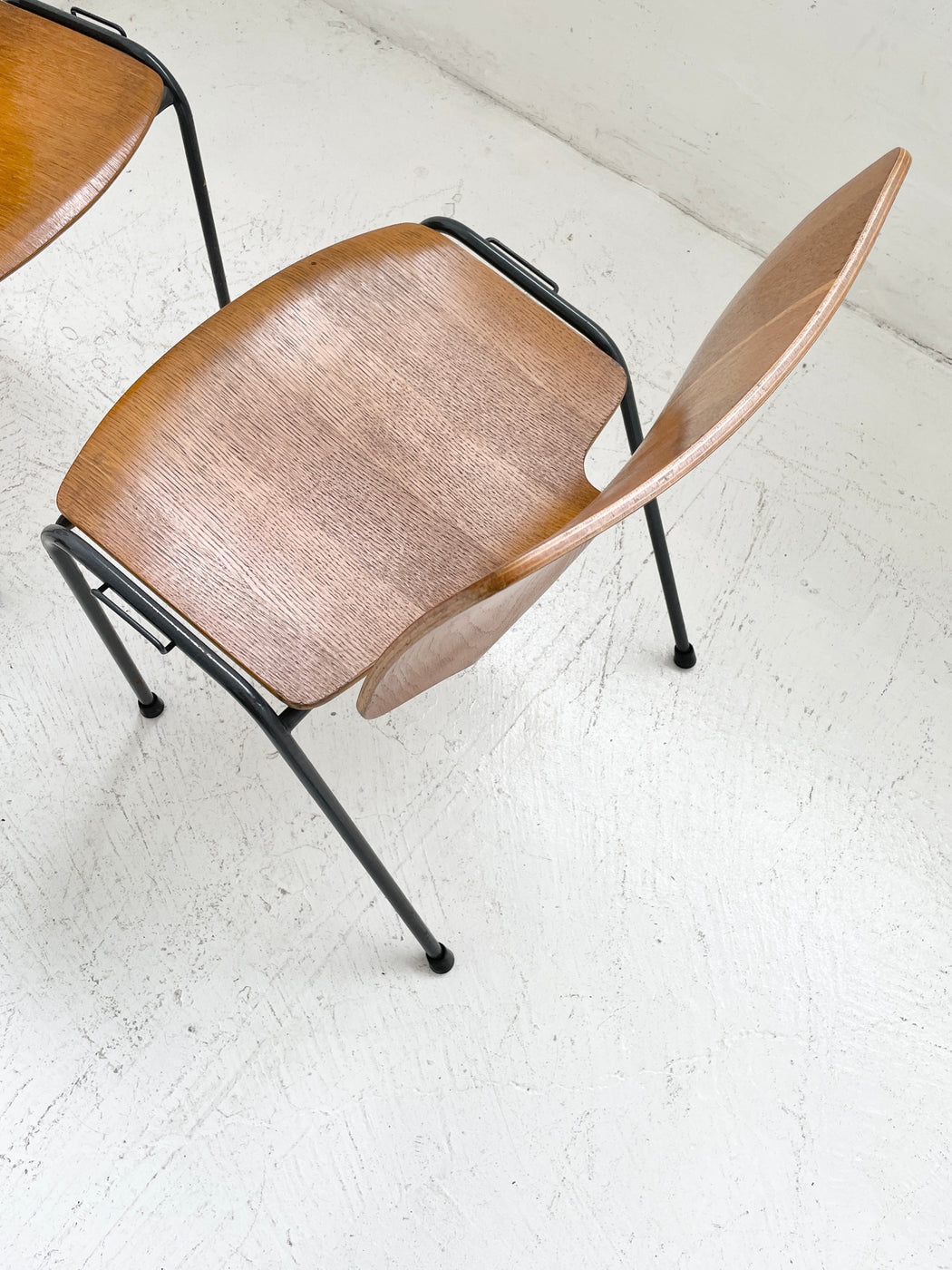 Set of 4 Danish Oak Stacking Chairs