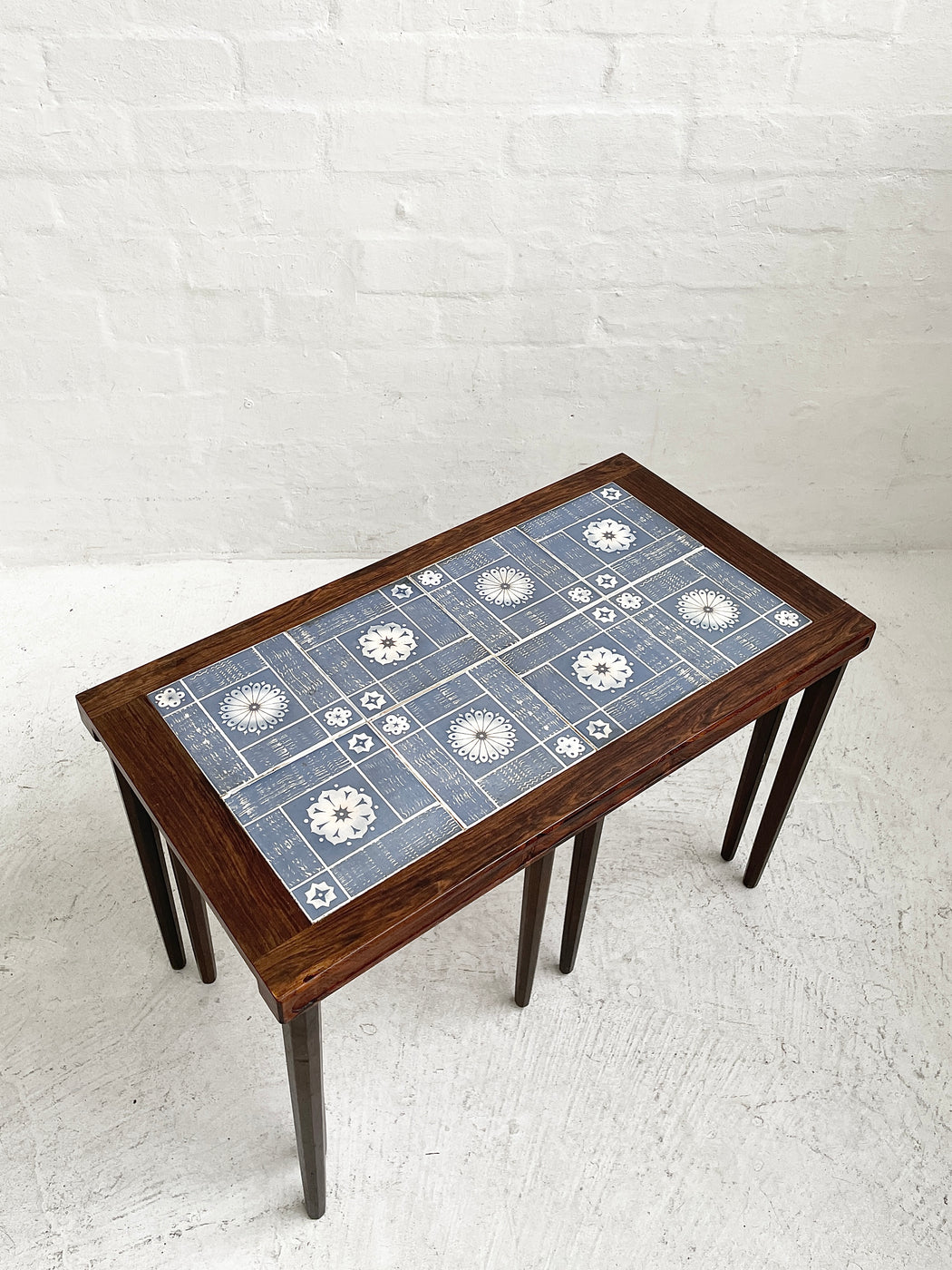 Danish Tile-topped Nest of Rosewood Tables
