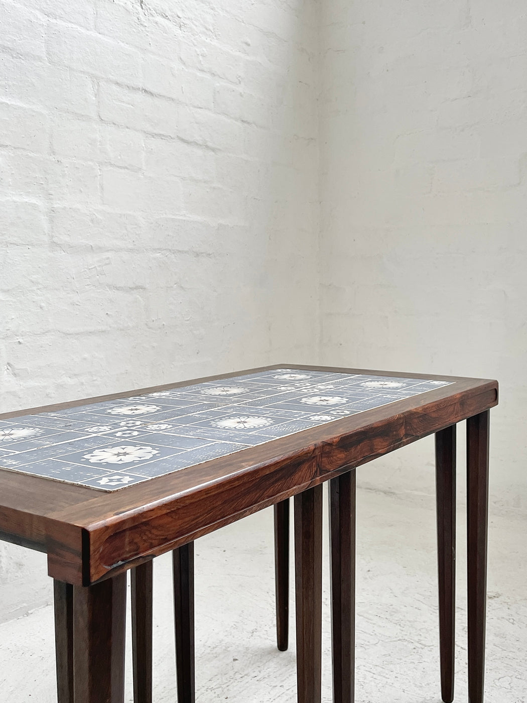 Danish Tile-topped Nest of Rosewood Tables