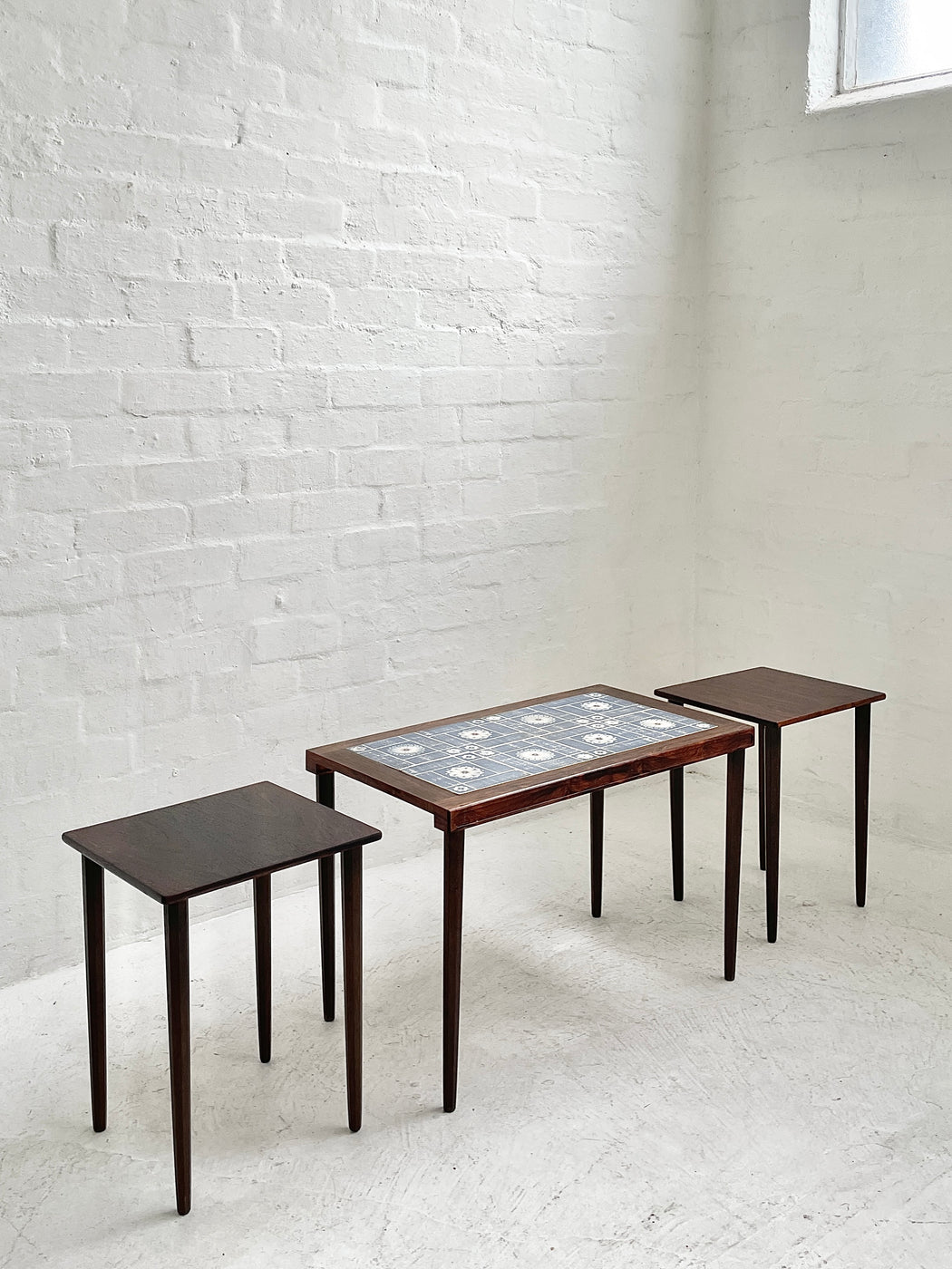 Danish Tile-topped Nest of Rosewood Tables