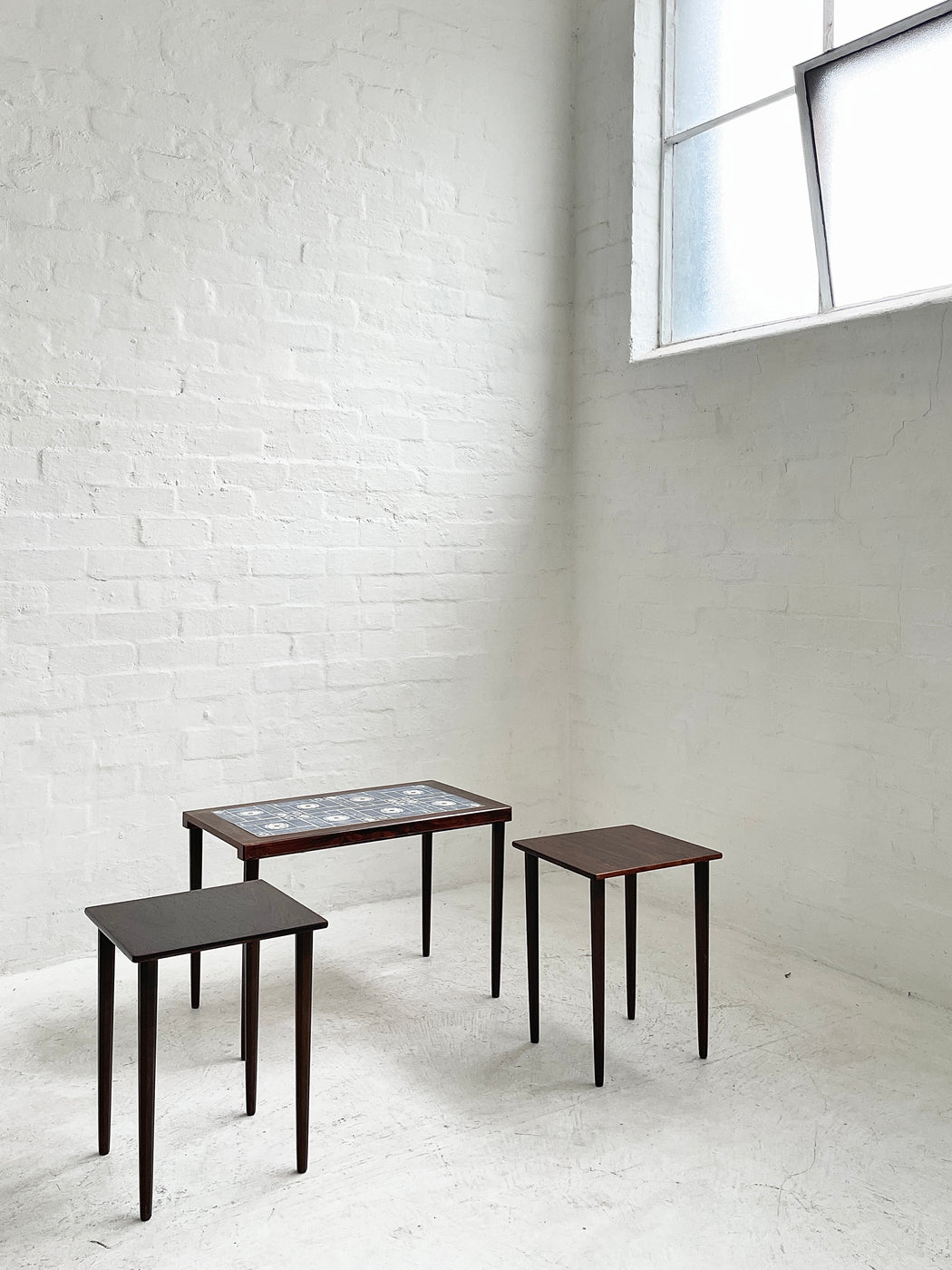 Danish Tile-topped Nest of Rosewood Tables