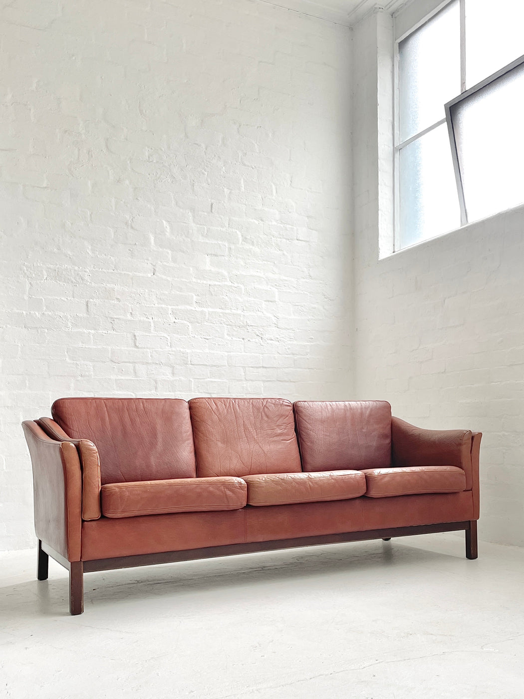 Danish Tan Leather Sofa