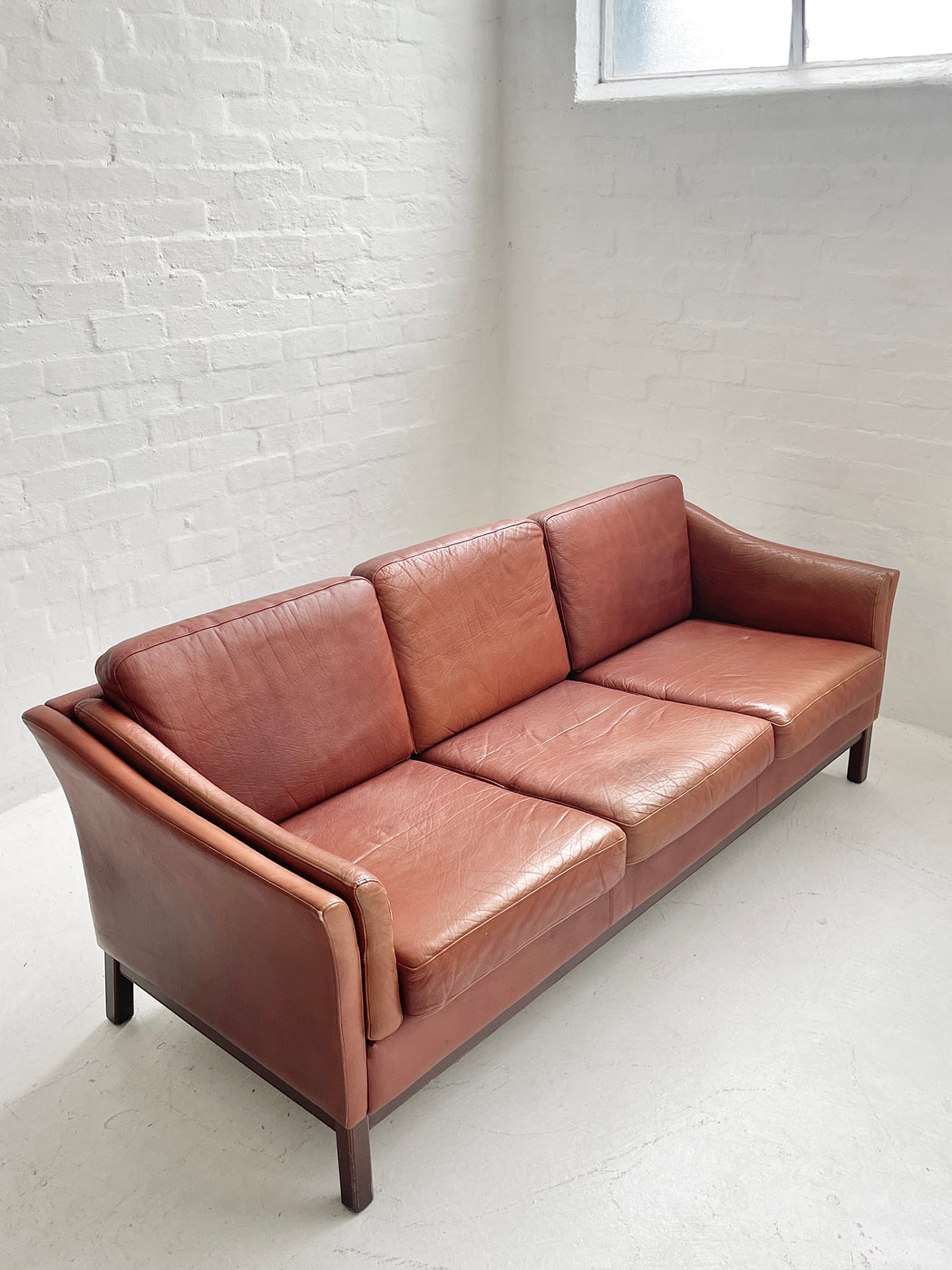 Danish Tan Leather Sofa