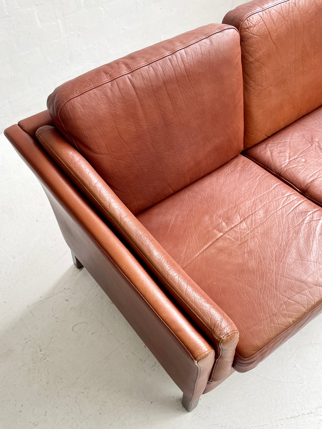 Danish Tan Leather Sofa