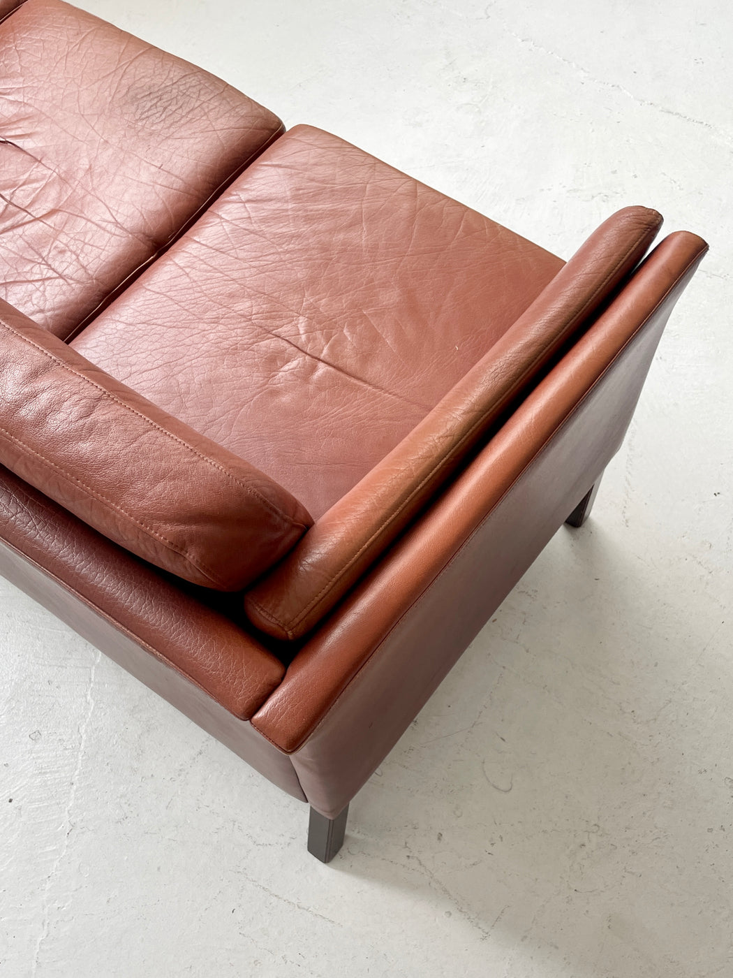 Danish Tan Leather Sofa