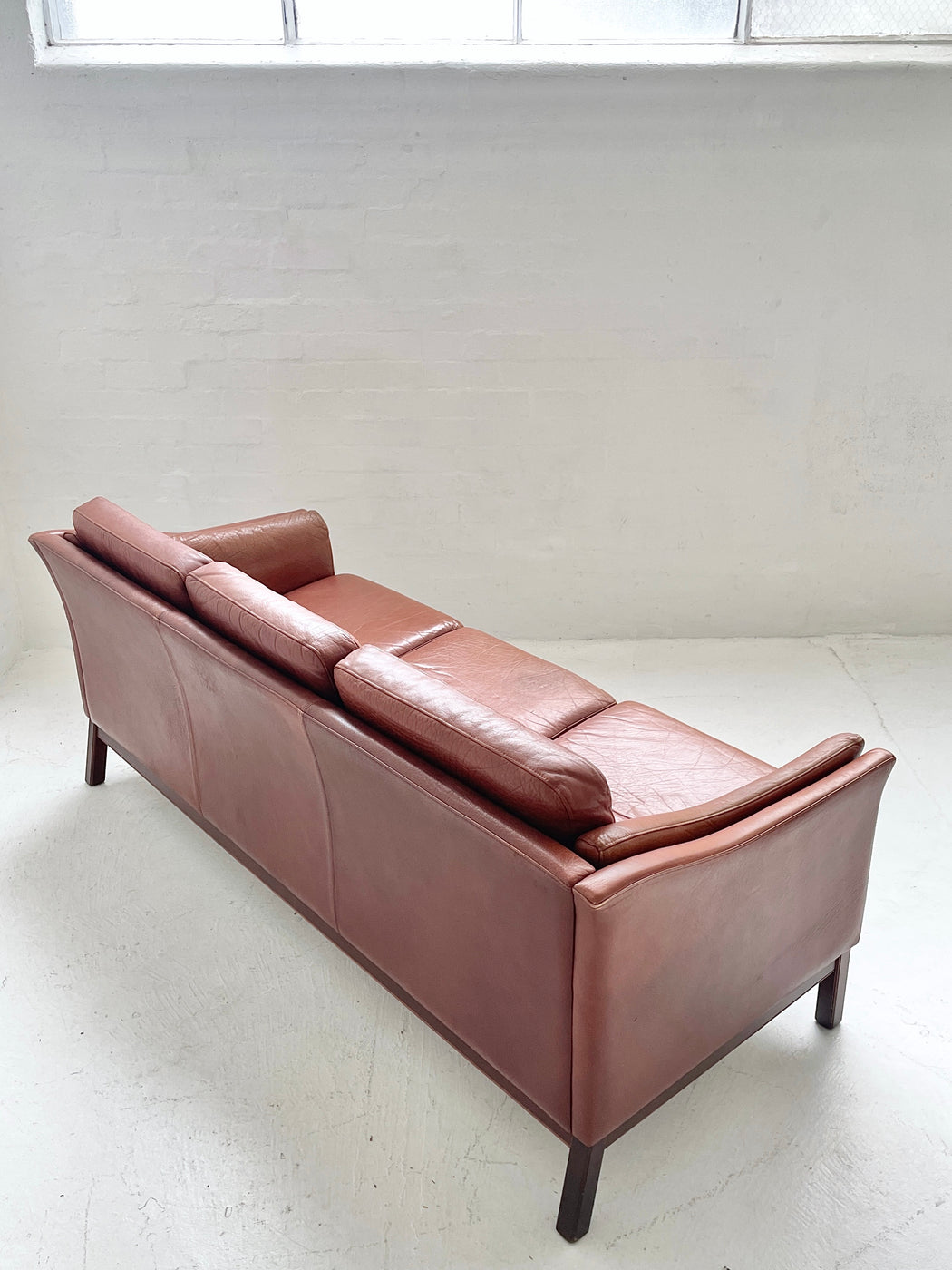 Danish Tan Leather Sofa