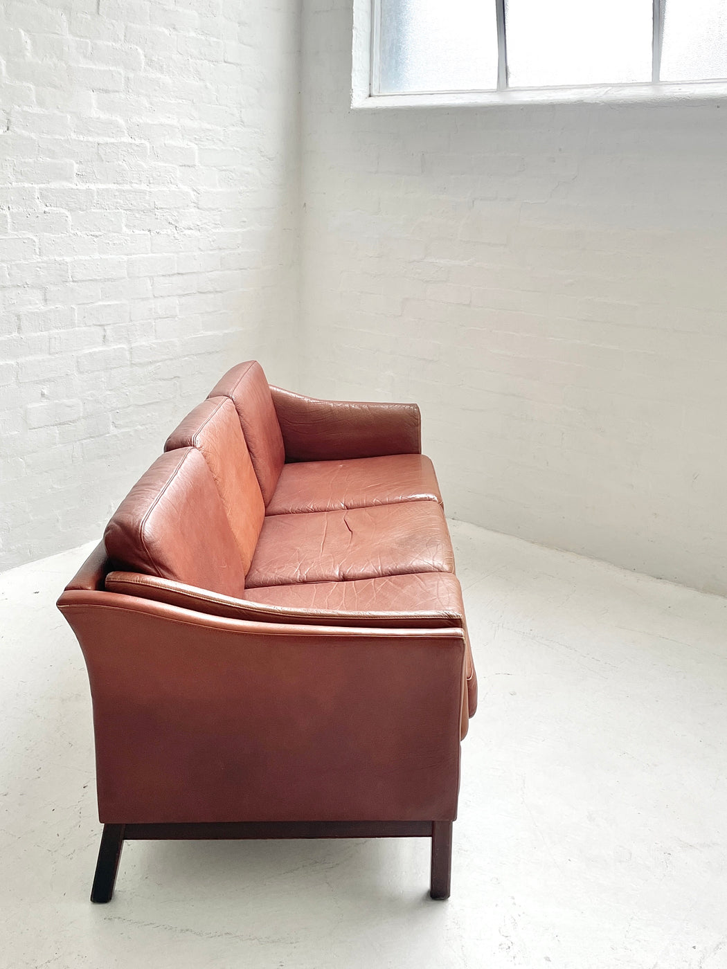 Danish Tan Leather Sofa