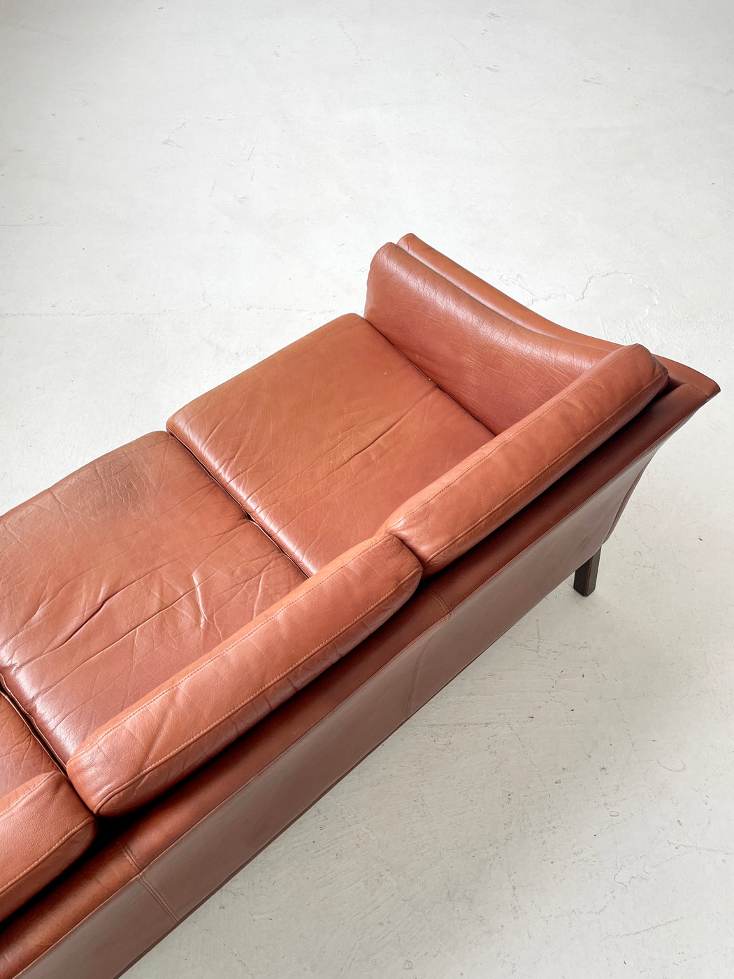 Danish Tan Leather Sofa