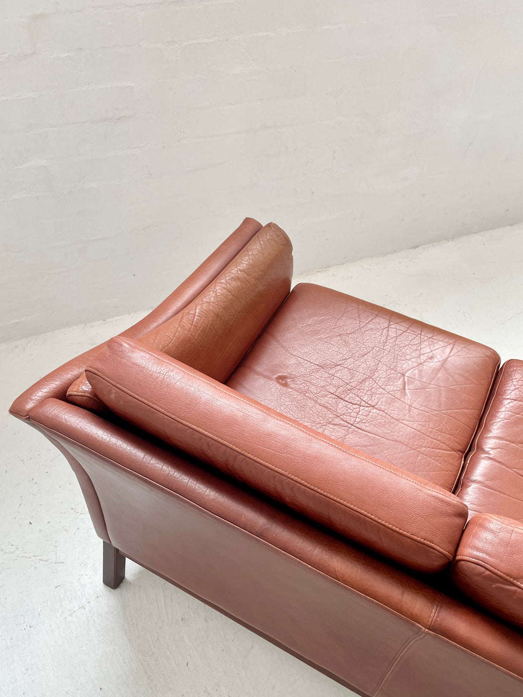 Danish Tan Leather Sofa