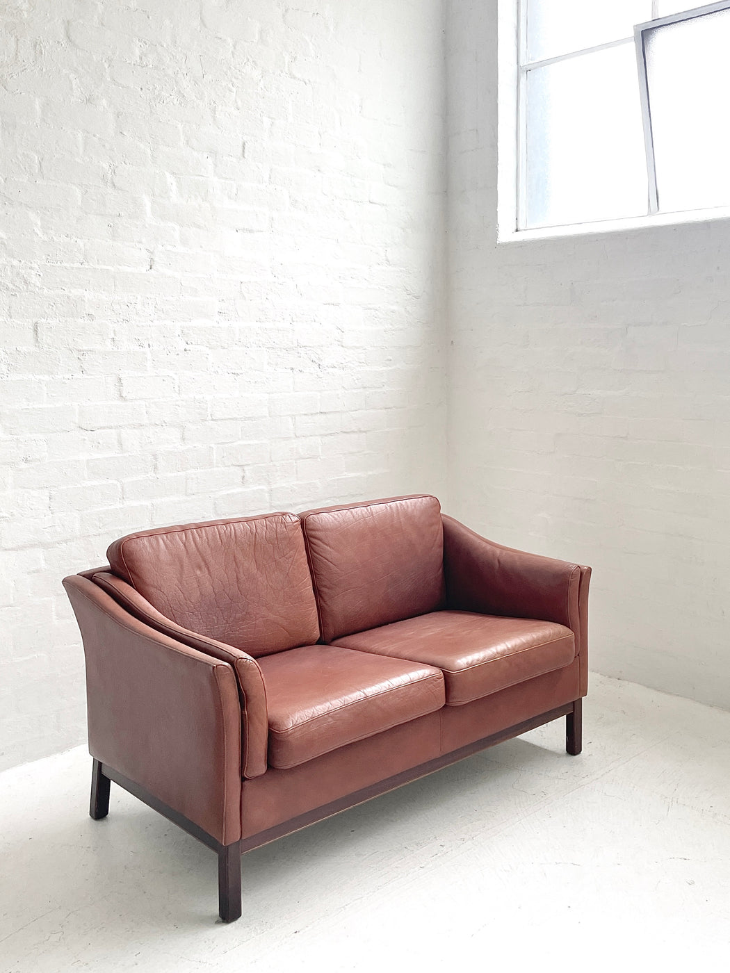 Danish Tan Leather Sofa