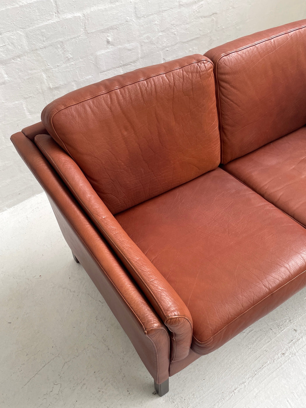 Danish Tan Leather Sofa