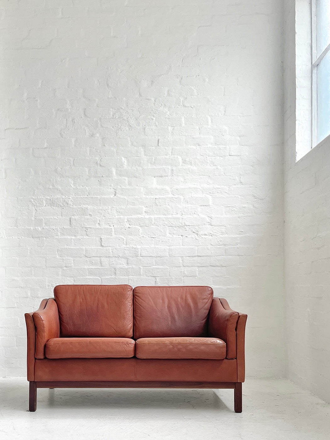 Danish Tan Leather Sofa