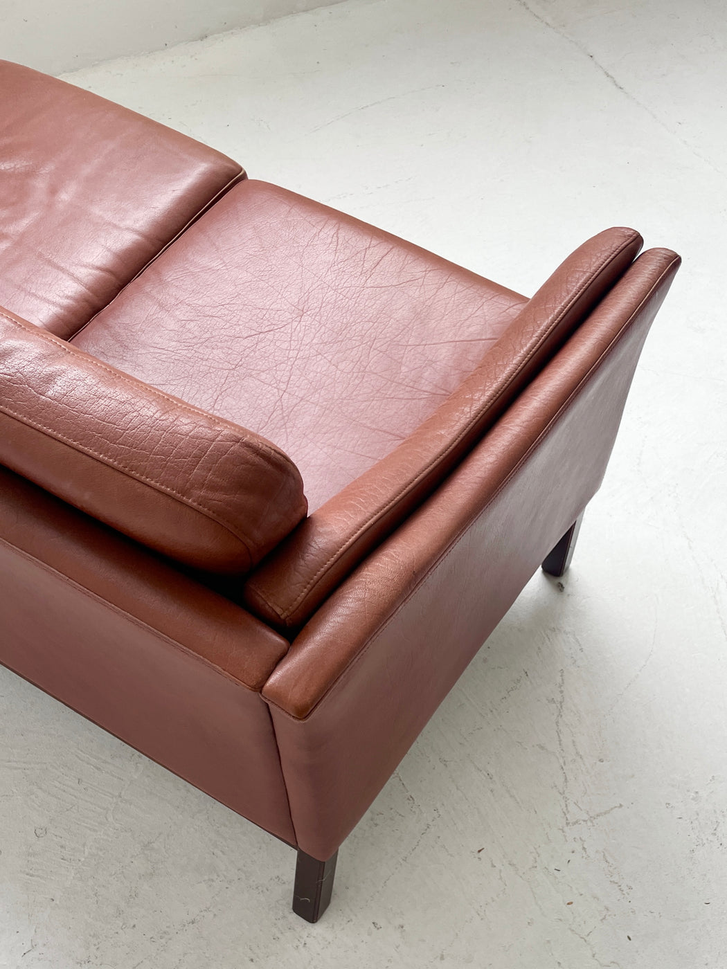 Danish Tan Leather Sofa