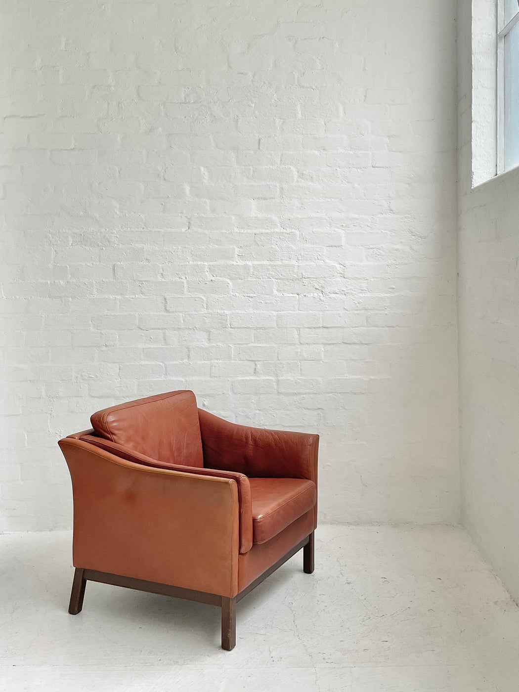 Danish Tan Leather Lounge Chair