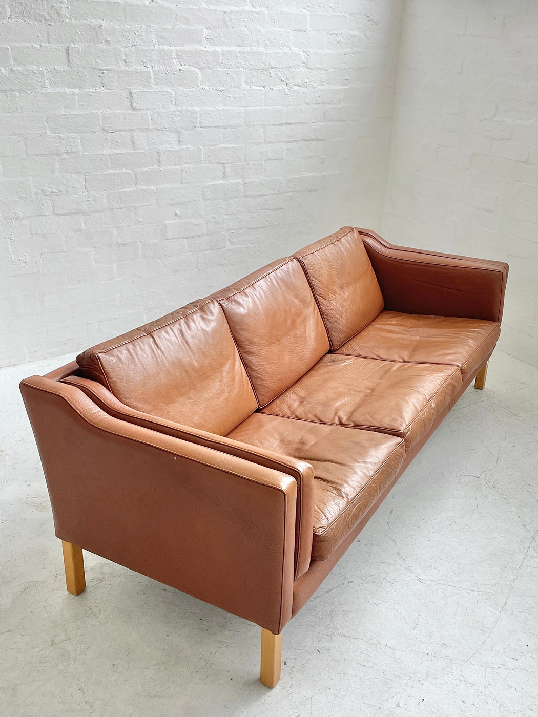 Danish Tan Leather Sofa
