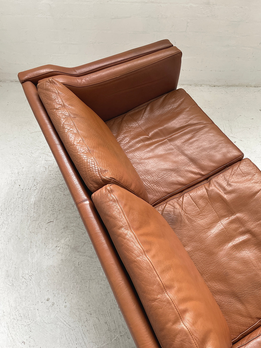 Danish Tan Leather Sofa