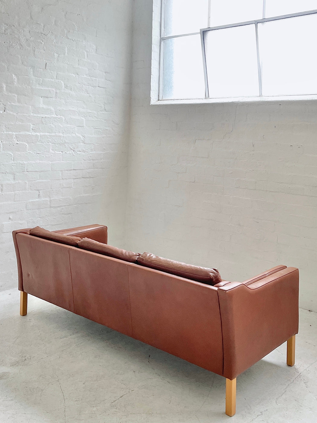 Danish Tan Leather Sofa